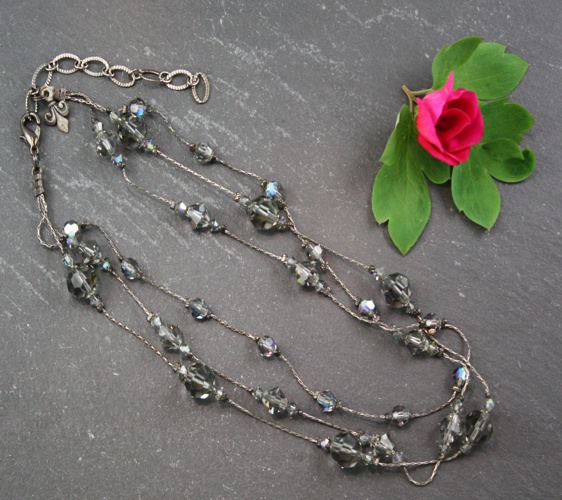 Jackie Black Diamond Charcoal Grey Necklace